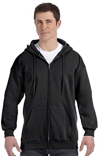 Hanes Men's Full Zip Ultimate Heavyweight Hoodie, Black, Medium