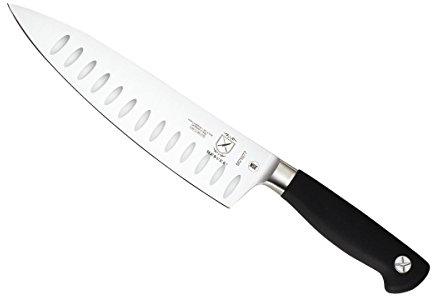 Mercer Culinary Genesis 8-Inch Chef's-Granton Edge, Short Bolster, Stainless Steel, Black, 38x10x3 cm