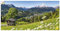 ARTland Wanddeko Wandtattoo selbstklebende Vinylfolie 100x50 cm Alpen Landschaft Berge Wald Gebirge Wiese Sommer Natur T1QL