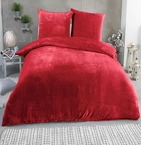 MALIKA Winter Plüsch Bettwäsche Nicky-Teddy Cashmere Coral Fleece 135x200 155x220 200, Größe:200 x 200 cm, Designe:Bordo