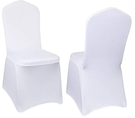 Kapwall Stuhlhussen Weiß 12 Stück Stuhlüberzug Abnehmbarer Waschbarer Stuhlbezug für Schalenstühle, Stretch Stuhlhussen für Hochzeit, Party, Hotel, Restaurant