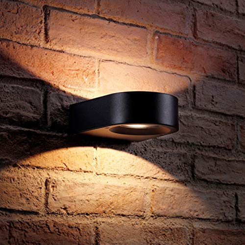 Auraglow Black Integrated LED Contemporary Ring Design Outdoor Up and Down Wall Light – IP54, Warm White for Home Security, Porch, Garage, Drive and Garden | IP54 indoor outdoor contemporary design, 8W 210 lumen 3000K, for home security, porch, garage, drive and garden