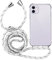 MyGadget Coque Cordon pour iPhone 11 - Cover Bumper Silicone Transparent avec Collier - Case Tour de Cou - Protection Anti Choc - Lanière Blanc & Noir