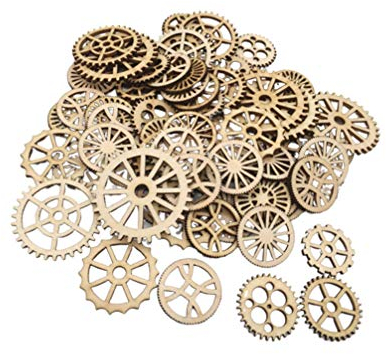 Happyyami 50 stücke Holz zahnräder Dekoration holzscheiben Dekoration Ausschnitte geschenkanhänger DIY kunsthandwerk (gemischten Stil)