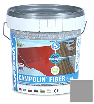 SOPREMA CAMPOLIN FIBER 5 KG GRIS Impermeabilizante de Caucho acrílico Armado con Fibras