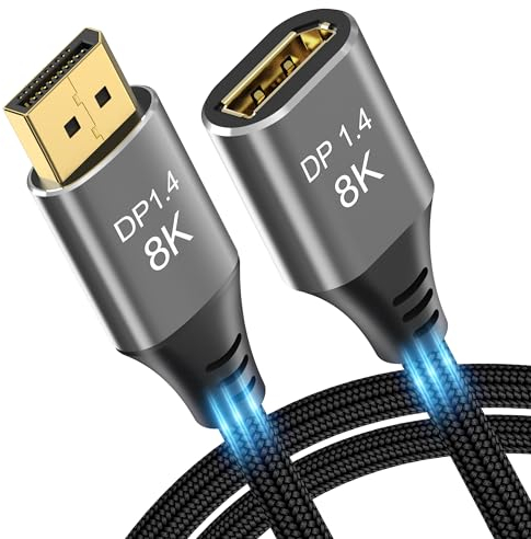 DGHUMEN 8k DisplayPort Kabel 1.4 1M, 8K@60Hz 4K@144Hz 32.4Gbps, HDR, HDCP 2.2, DP 1.4 Kabel für Gaming-Monitor, Grafikkarte TV Projektor