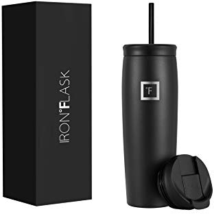 IRON °FLASK Nomad Tumbler - 710 ml, 2 Deckel (Strohhalm/Flip), vakuumisolierte Edelstahlflasche, doppelwandig, Thermo-Kaffee-Reisebecher, Wasserflasche aus Metall