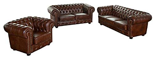 jvmoebel Ledersofa Sofagarnitur Sofa Couch Polster 3+2+1 Chesterfield Sitz Garnitur Neu