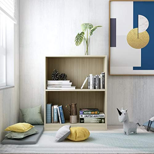 CHAHO Beistelltisch Zeitungsständer Couchtisch Nachttisch Tisch.Bücherregal Sonoma-Eiche 60×24×74.5 cm Spanplatte