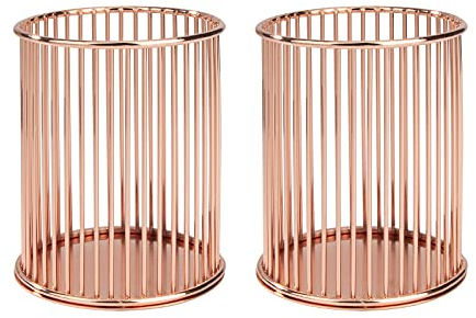 MengH-SHOP Stiftehalter Durchbrochen Runder Eisenkunst Schreibgerätehalter Multifunktionaler Schreibtisch Organisator Stiftköcher Organizer Make-up Pinselhalter 2 Stück (Roségold)