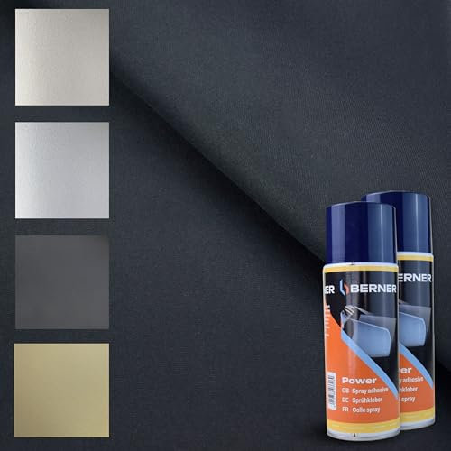 TENDAGGIMANIA Dachhimmel Stoff Kit +2 Kleber Spray für hohe Temperatur, Farbe SCHWARZ 186- MASSNAHME: L.4 MT X H.1,5 MT - Muster: Vlies