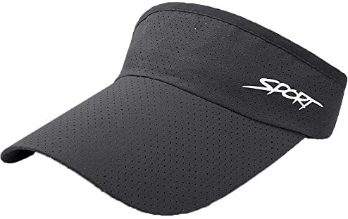 Sun Visors for Women Men Mesh Golf Visor Tennis Cap Summer Running Hats with Adjustable Strap, Dark Grey, One size