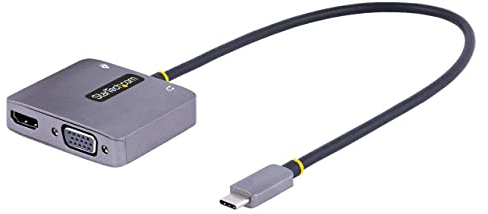 StarTech.com Adaptador de Vídeo USB C, Adaptador Multipuertos USB Tipo C a HDMI VGA con Salida de Audio de 3,5mm, HDR 4K a 60Hz, PD 3.0 de 100W, Compatible con Thunderbolt 3/4 (122-USBC-HDMI-4K-VGA)