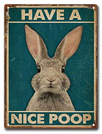 Xiddxu Retro Metall Aluminium Blechschild Hase Have A Nice Poop Vintage Home Wanddekoration Höhle Bar Büro Küche Wohnzimmer Schlafzimmer Hof Dekoration Schild 20,3 x 30,5 cm Vintage Wand Wohnkultur