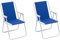 Baroni Home Chaise Pliante de Mer, Chaise Plage ou Camping en Toile, Bains de Soleil Chaise d'Extérieur Coloré avec Accoudoirs, 52x44x76 cm (Bleu, 2 Pièces)