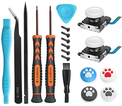 Joystick de repuesto para Switch Lite – 19 en 1 OEM Analog Stick Thumbstick Parts Repair Tool Kit Accesorios con destornillador Y00 Triwing Tapas, pinzas para JoyCon Joy Con Controller