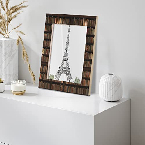 Bibliotheks-Bücherregal-Muster, 2 Stück, 20,3 x 25,4 cm, Bücherregal, Holz-Bilderrahmen mit widerstandsfähigem Glas für Wand und Tischdekoration, vertikale oder horizontale Anzeige