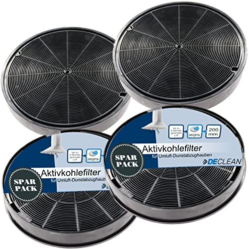 DeClean Aktivkohlefilter 4x Dunstabzugshauben kompatibel mit Typ EFF62 Faber Franke 112.0016.755 AEG 9029793578 Bosch/Siemens 00748732 Miele 6532971