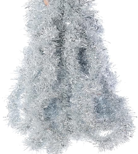 Lametta Girlande Weihnachtsgirlande, 10m Glänzende Weihnachtsbaum Girlande Flauschigen Weihnachtsdeko, Treppengirlande Weihnachten für Weihnachten Party Indoor und Outdoor Dekoration