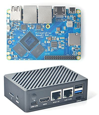 FriendlyElec NanoPi R6C Mini Router mit Metallgehäuse- OpenWRT- 4/8GB RAM- RK3588S Einplatinencomputer- 2.5G+1Gbps Ethernet-HDMI 2.1, für VPN NAS IOT Smart Home Gateway (4GB RAM, Ohne eMMC)