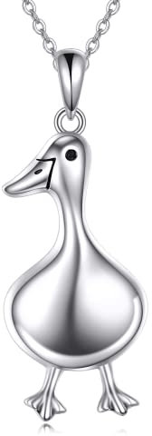 JERWLI Ente Kette 925 Sterling Silber Enten Anhänger Halskette Winzige Ente Schmuck Geschenke für Damen Mädchen Ente Liebhaber