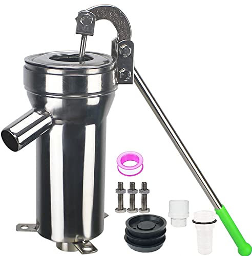 Bomba de agua de pozo profundo, 32 mm Bomba de agua manual Manija Bomba de succión de acero inoxidable Bomba de pozo de succión Agua subterránea Jarra antigua Bomba de mano para estanques de jardín