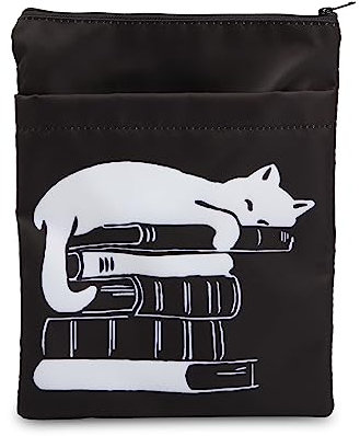Books and Cat Book Lover Gift Book Sleeve Bookish Gift Reader Bookworm Gift Cat Lover Gift for Friend Family (bsleeve-bl)