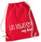 Huuraa Turnbeutel Las Vegas my love Gymbag Baumwolle 12 Liter Classic Red für alle Fans von Las Vegas USA Geschenk Idee für Freunde und Familie