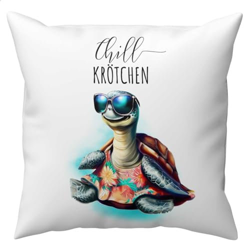 Melifestyle KISSEN Chill Krötchen Schildkröte abnehmbarer Bezug inklusive Kissenfüllung Geschenk