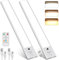 Electight 120 LED Under Cabinet Light 3 Color Temps with Remote Control, 2 Packs Dimmable Motion Sensor Lights, Dual Sensor, Battery Powered USB Rechargeable Wireless for Wardrobe, Stair, Kitchen