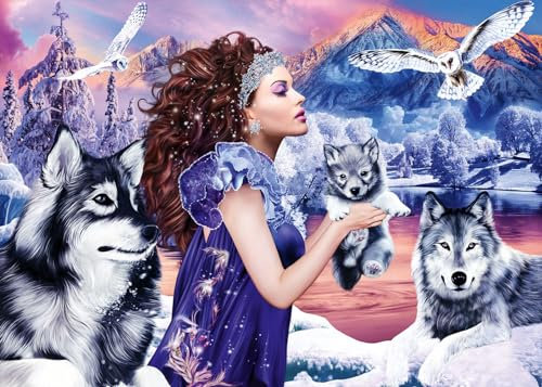 Bluebird Puzzle - Wolfskönigin, 1000 Teile Puzzle - Romantische Landschaft mit Wölfen und Bergsee - Puzzle für Erwachsene