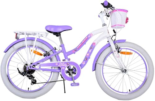 20 Zoll Kinderfahrrad mit Korb und Gepäckträger Shimano 7 Gang Lovely Fuchsia für Mädchen 6-8 Jahre