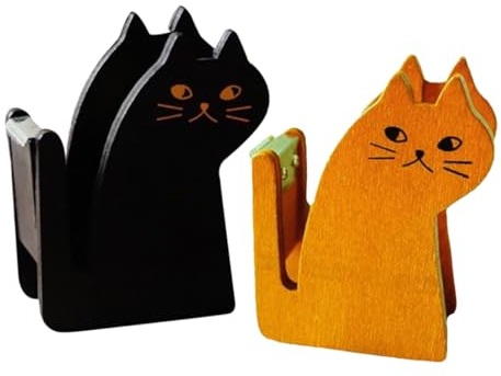DIKACA 2st Halter Für Katzenband Lustiger Klebebandspender Desktop-tape Rollbandspender Klebebandspender Für Kinder Packbandrolle Abdeckband Bandhalter Tragbar Falsche Wimpern Büro Holz