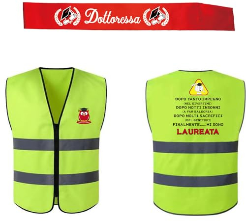 jenich (2 Pezzi) Gilet Laurea+Fascia Laurea Fascia Dottoressa Gadget Addobbi Decorazioni Regali per Festa di Laurea (A)