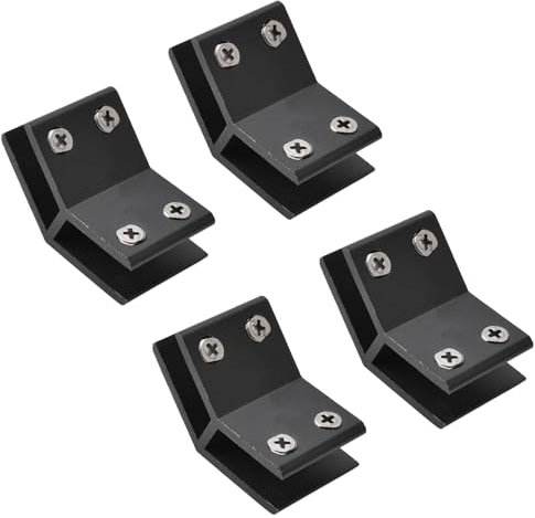 INCREWAY Glass Clamp, 4 Pack Adjustable Black Double Side Aluminum Alloy Glass Shelf Support Bracket for 10-12mm Thickness, 135 Degrees