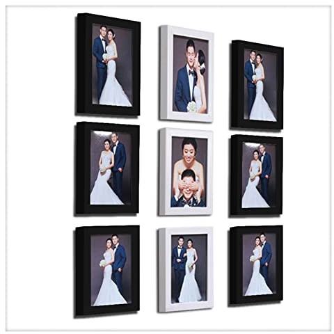 Bilderrahmen Schwarz-weißer klassischer Fotorahmen for Aufhängen an der Wand, Hochzeitspaar, Empfehlung, weiße Bilderrahmen, Wandrahmen, Heimdekoration, 9 Stück/Set Fotorahmen ( Color : B , Size : 20X