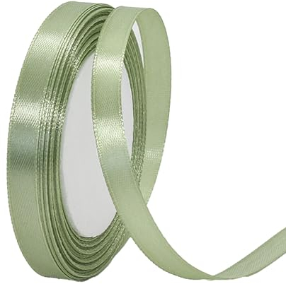 22m Satinband Geschenkband Salbei Grün 10mm Breit,Seidenband Luftballon Band Dick Schleifenband Satin Dekoband Geschenkverpackung Deko Band Stoffband für Weihnachten Hochzeit Taufe Geburtstag
