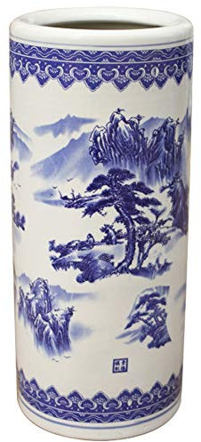 PGKTKCWH Porte-parapluies, porte-parapluie en céramique ou vase sur pied, pour la décoration de la maison et de l'hôtel – avec motif bleu/style 1/22 x 50 cm