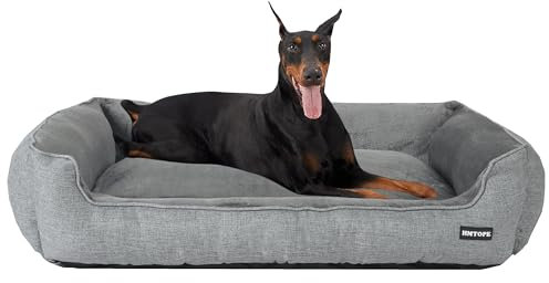 HMTOPE Hundebett, Hundesofa, Hundekissen, Hundekörbchen Abnehmbar und waschbar, Hellgrau, 120 x 90 x 30 cm