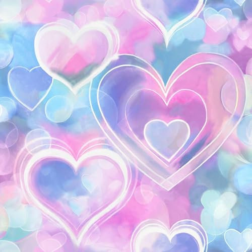 Papier peint YöL Neon Hearts rose bleu - Moderne contemporain - Mur d'accent tendance et élégant pour chambre d'enfant