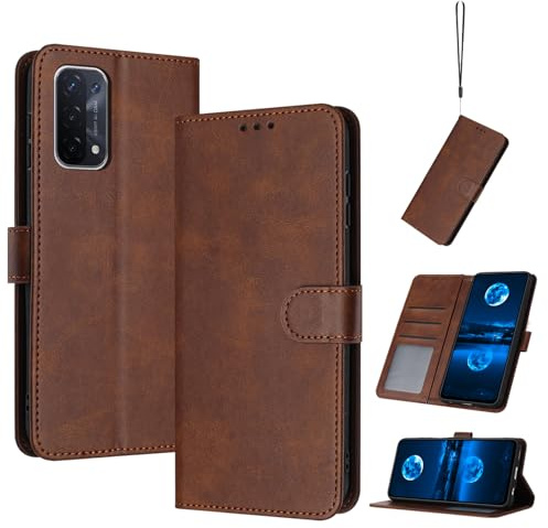 QiongniAN Coque en Cuir Compatible avec Oppo A54 5G,Compatible avec Oppo A74 5G CPH2197 CPH2263 / A54 5G CPH2195 OPG02 / A93 5G PCGM00 PEHM00 PEHT00 Étui pour téléphone à clapet Coque Brown