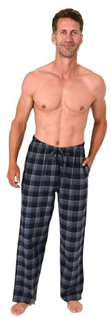 Normann Herren Flanell Schlafanzug Pyjama Hose in Karo Optik -auch in Übergröße, Farbe:grau/Marine, Größe:64-66