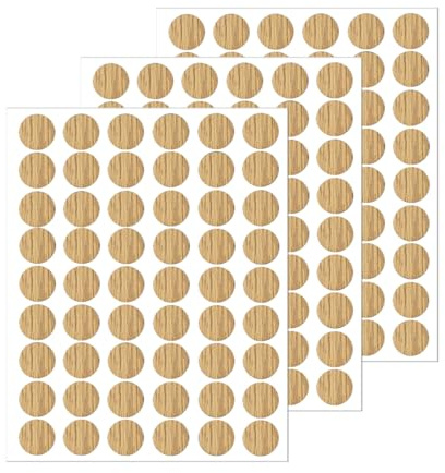 LICQIC Schraubenabdeckung, PVC Abdeckkappen, 162 Stück 21 mm, Natural Oak | für Schrauben Rund Selbstklebend Möbelaufkleber Schraubenloch Aufkleber für Wandschränke Schreibtische Möbel Reparaturen