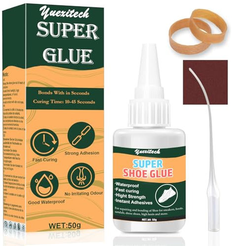 Yuexitech Shoe Glue 50g, Quick-drying, Professional Grade Super Shoe Fix Adhesive, Clear Waterproof Quick Dry Shoe Glue for Shoes for Repairing Worn Shoes, Boots, Leather, etc