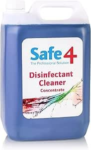 Safe4 Professional Disinfectant Concentrate - Enhanced Formulation,UK Manufactured,for Effective Virus & Bacteria Protection in Professional & Animal Care Settings (5L, Freshmint)