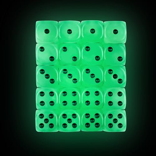 6 Stück 25mm / 20 16mm Stück Spielwürfel Leuchten im Dunkeln Würfel,Dice Würfel für DND, MTG, RPG, Tenzi, Yahtze, Bunco, Tischborad Spiele, KTV Bar Familie Party (20pcs-16mm)