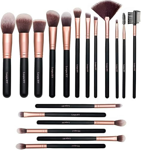 Rose Golden Makeup Brushes 18 Pieces Makeup Brushes Face Eye Synthetic Brushes Concealer Powder Blush Eyeshadow