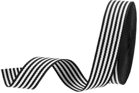 PATIKIL Geschenkband Hochzeit 9.14m, 20mm Breit Schleifenband, Gestreiftes Satinband für Bastelarbeiten, Geschenkverpackung, Hochzeitsdekoration (Schwarz und Weiß)