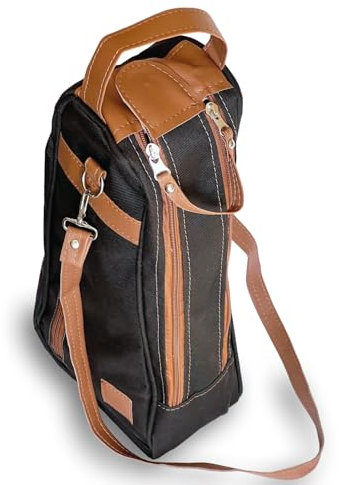 Genérico Bolso Porta Mate y Termo de Lona - Termera Argentina,Bolso Matero, Matera de Lona para Llevar Termo y Mate, con Correa, Doble Cierre Delantero. (Negro)