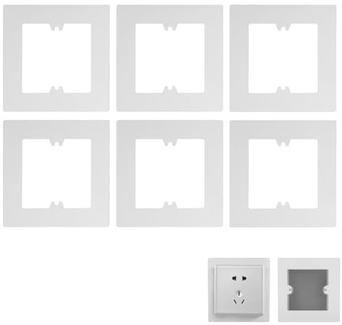 Light Switch Surround Cover Plate 6pcs, 2.36 Inch Socket Surround Cover, Finger Plates for Light Switches, White Plug Socket Surround, Easy Installation & Durable for Home Decoration